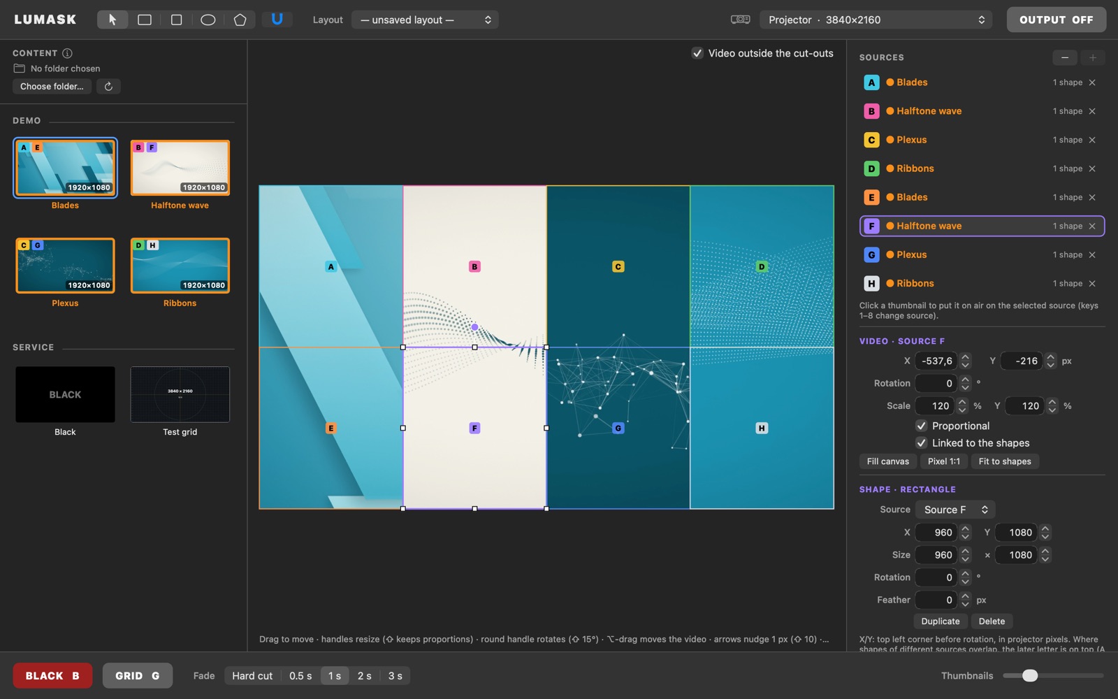 Eight sources, eight different videos side by side