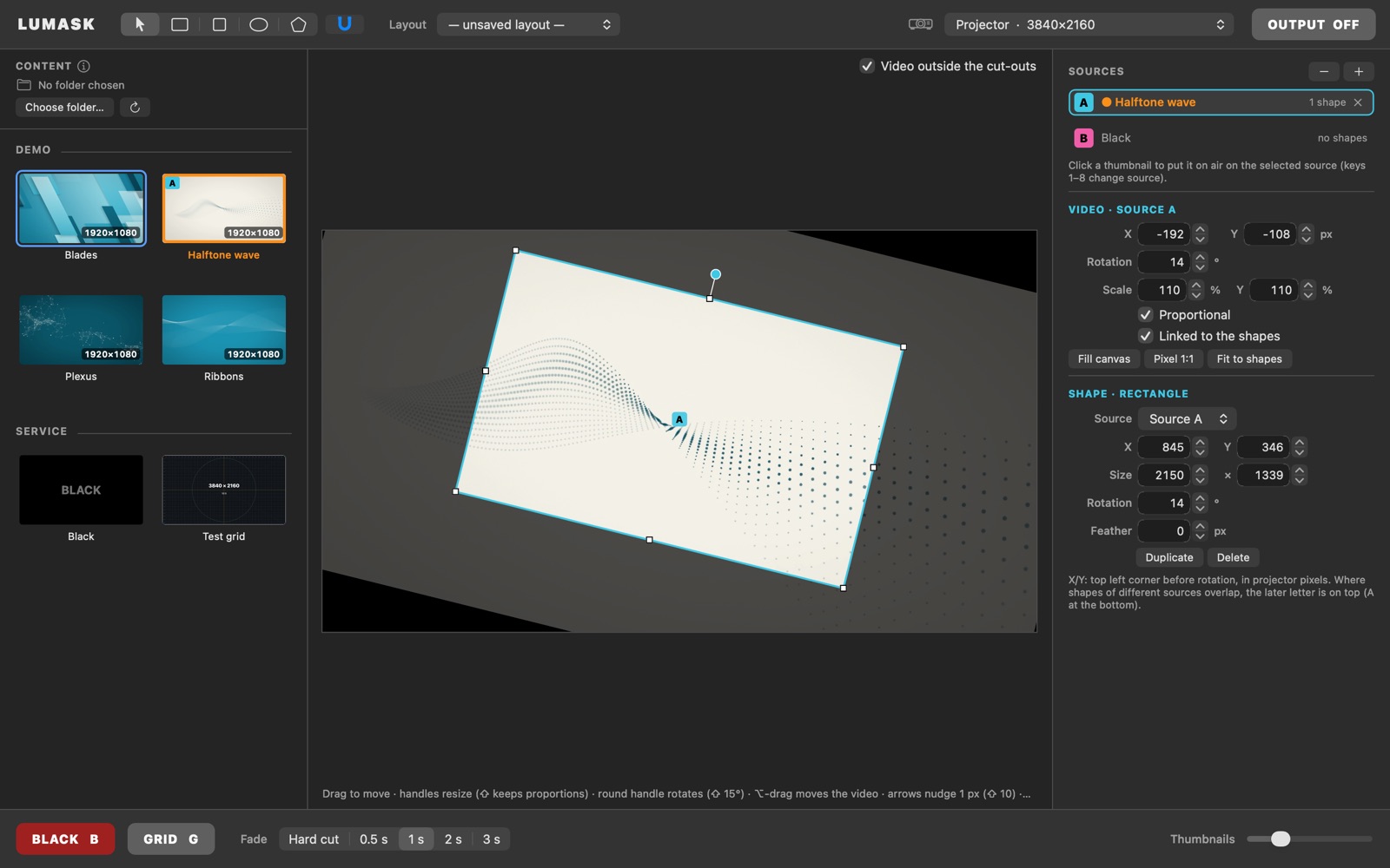 A rotated shape with its linked video
